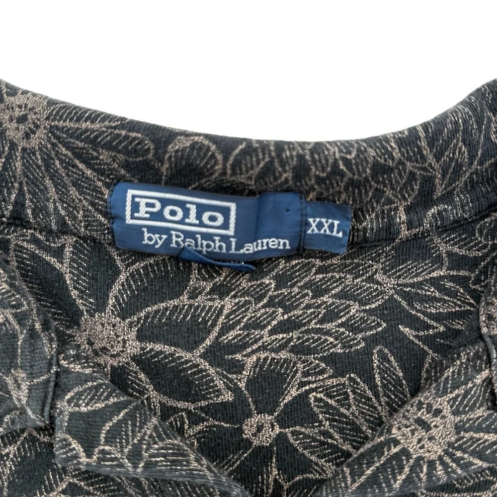 Polo Ralph Lauren 2003 XXL Hawaiian Linen Cotton Blue Tan V Neck Shirt Men's